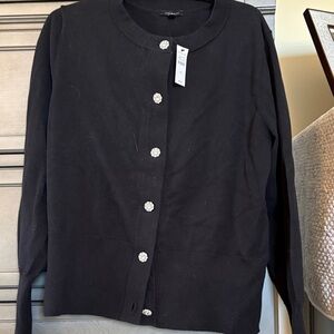 Talbots Black Sweater with Floral Accents